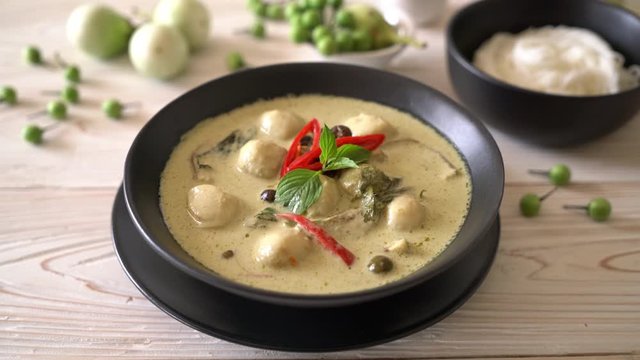 green curry with fish ball - Asian food style