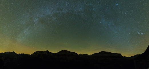 Night panorama in Ordesa and Monte Perdido National Park, Pyrenees, Spain