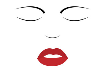 Rostro de una mujer con labios rojos.