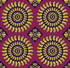 seamless Indian round paisley flower motif background