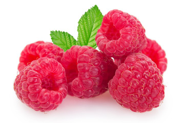 Fresh raspberry on white background