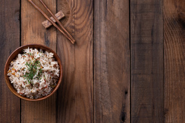 Obraz na płótnie Canvas fried rice with vegetable and grains