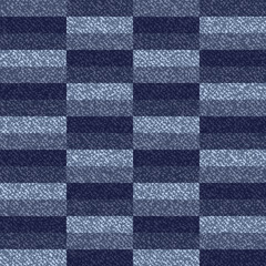 Vector Jeans Background with Brick Tiles. Rectangles Denim Seamless Pattern. Blue Jeans Cloth. Men's Fashion Fabric