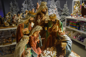 Christmas decorations for home with a nativity scene