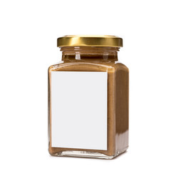 An Urbech nut organic dessert in a glass can