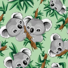 Wall murals Draw Koala Cute Baby Seamless Repeat Vector Pattern