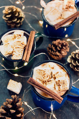 Holidays hot chocolate with marshmallows