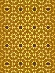 Gold and brown Moroccan motif tile pattern. Luxury decorative geometric design. 