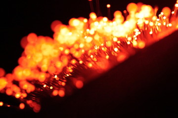 colorful glowing lights and light dots with bokeh close-up