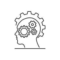 Concept of Artificial Intelligence and Machine Learning. Outline thin line flat illustration. Isolated on white background. 