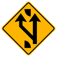 Indicating a forked road ahead Traffic Road Sign,Vector Illustration, Isolate On White Background,Symbols, Label. EPS10