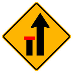 Lane Left Closed Traffic Road Sign,Vector Illustration, Isolate On White Background Label. EPS10