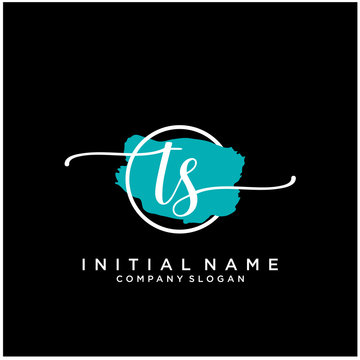 TS Initial handwriting logo design with brush circle. Logo for fashion,photography, wedding, beauty, business