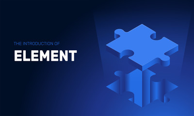 isometric vector image on a deep blue background, puzzle piece flying out of a hole, business element