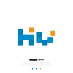 HW H W Logo Monogram with Blue and yellow Colors. modern letter logo design