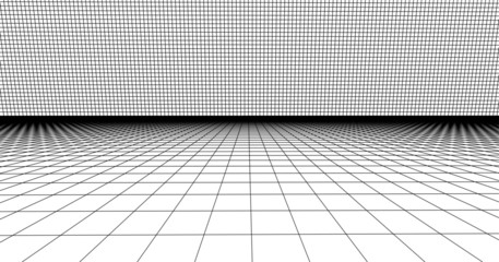 Perspective grid line. Detailed lines on white background, Vector 3D