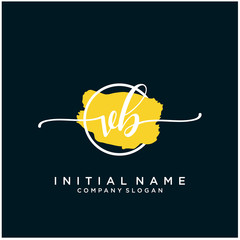 VB Initial handwriting logo design with brush circle. Logo for fashion,photography, wedding, beauty, business