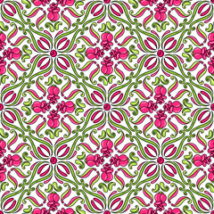 Mexican talavera ceramic tile pattern with flowers.