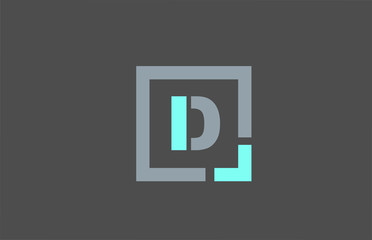 grey letter D alphabet logo design icon for business