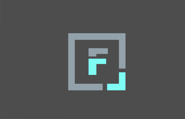 grey letter F alphabet logo design icon for business