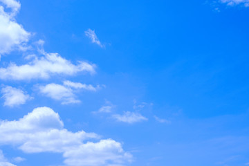 Blue sky and soft clouds.