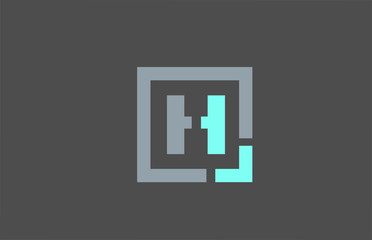 grey letter H alphabet logo design icon for business