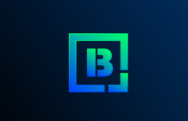 blue green letter B alphabet logo design icon for business
