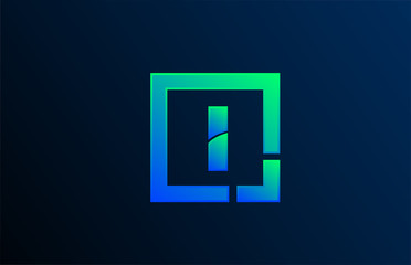 blue green letter I alphabet logo design icon for business