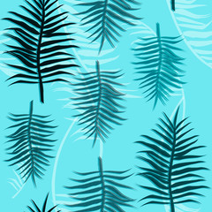 Vector background with seamless pattern with palm leaves