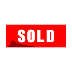 sold square sticker. sold sign. sold banner