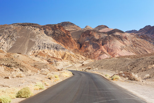 Road through the desert of Death Valley National Park