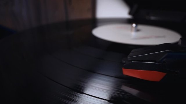 Vinyl record player - close up macro of needle