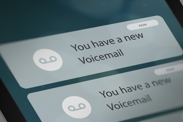 Push Notification with New Voicemail on Smart Phone - obrazy, fototapety, plakaty