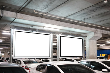 mock up of blank showcase billboard or advertising light box for your text message or media content...