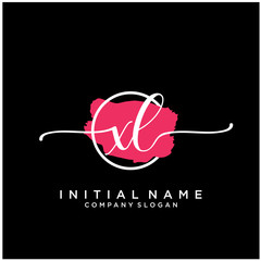 XL Initial handwriting logo design with brush circle. Logo for fashion,photography, wedding, beauty, business