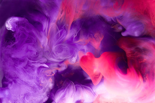 Abstract multicolored swirling fume background. Pink, purple and blue hookah smoke backdrop