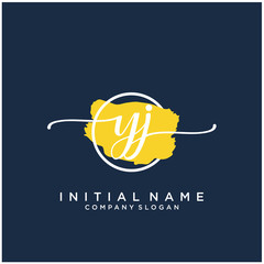YJ Initial handwriting logo design with brush circle. Logo for fashion,photography, wedding, beauty, business