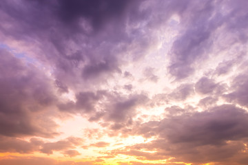 blue bright and orange yellow dramatic sunset sky in countryside texture background.