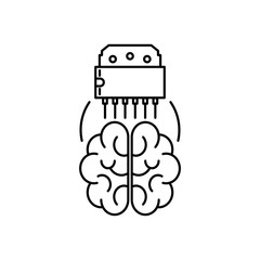 Concept of Artificial Intelligence and Machine Learning. Outline thin line flat illustration. Isolated on white background. 