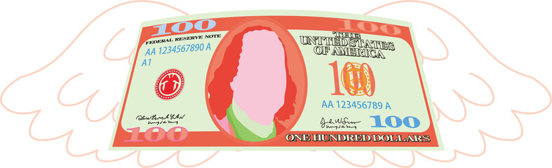 Colorful Feathered Deformed 100 dollors note