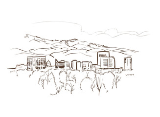 Boise Idaho vector sketch line usa landscape hand drawn