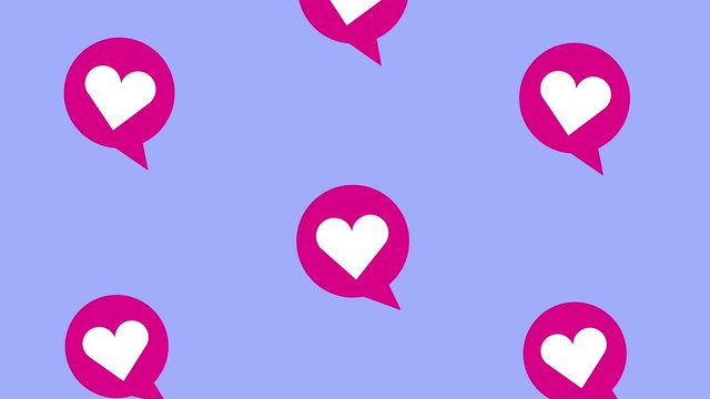 social media technology with hearts in speech bubbles rain