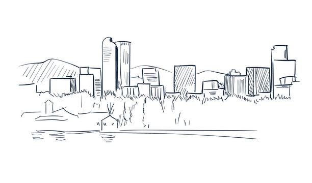recommend clip art: Colorado Denver vector sketch line usa landscape hand drawn