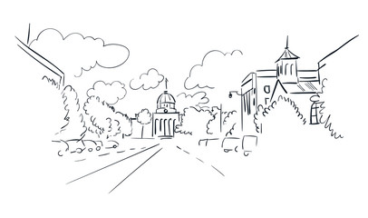 Montgomery Alabama vector sketch line usa landscape hand drawn