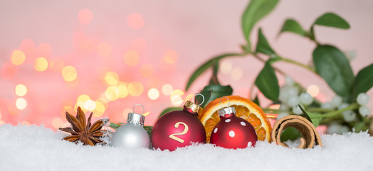2. advent christmas background with balls