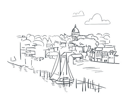 Annapolis Maryland Usa America Vector Sketch City Illustration Line Art