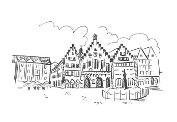 Frankfurt Kentucky usa America vector sketch city illustration line art