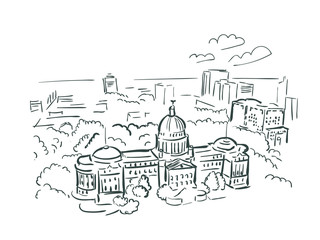 Jackson Mississipi usa America vector sketch city illustration line art