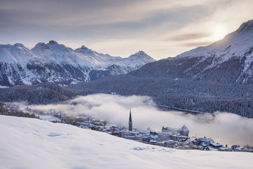 Fototapeta na wymiar St. Moritz morning view, Switzerland