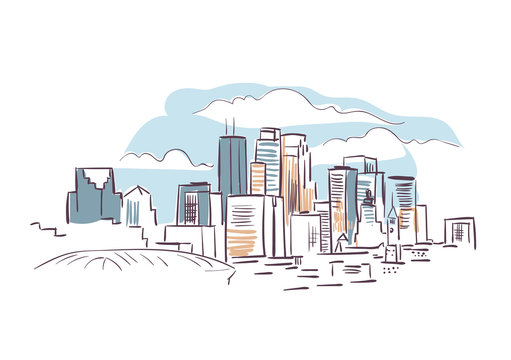 Minneapolis Minnesota Usa America Vector Sketch City Illustration Line Art